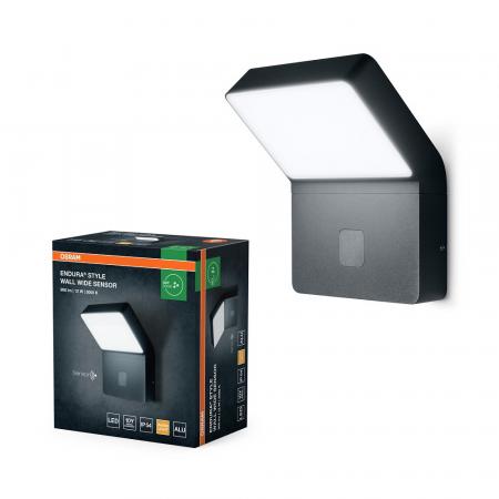 OSRAM LED Außen Wandleuchte Endura Style Wall Wide mit unauffälligem Sensor in Anthrazit IP44