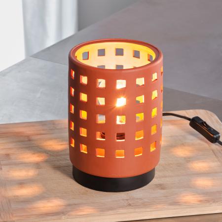 OSRAM Tischleuchte Decor Clay Windows aus Ton mit E27 Fassung braun