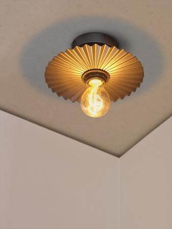 OSRAM Deckenleuchte Decor Plissee Dunkelgrau aus Stahl mit E27 Fassung Ø 20cm