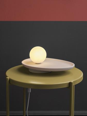 Osram Tischleuchte Decor Plaster Nest aus Gips in Weiß mit G9 Fassung - mit matter Glaskugel & Textilkabel