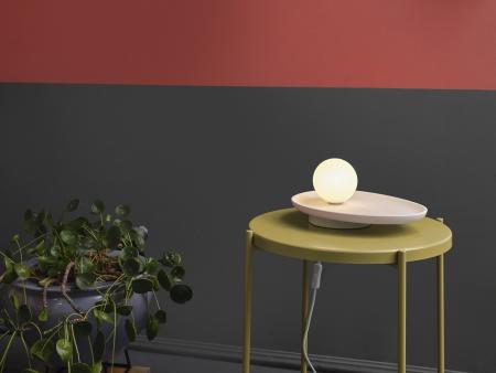 Osram Tischleuchte Decor Plaster Nest aus Gips in Weiß mit G9 Fassung - mit matter Glaskugel & Textilkabel