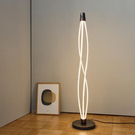 Osram Stehleuchte Decor Swirl in Dunkelgrau / Transparent dimmbar mit warmweißem Licht - auffälliges Filament-Design