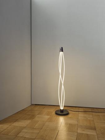 Osram Stehleuchte Decor Swirl in Dunkelgrau / Transparent dimmbar mit warmweißem Licht - auffälliges Filament-Design