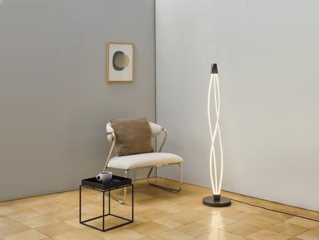 Osram Stehleuchte Decor Swirl in Dunkelgrau / Transparent dimmbar mit warmweißem Licht - auffälliges Filament-Design