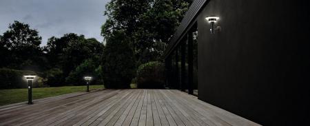 OSRAM ENDURA STYLE Solar Außenbeleuchtung 6W Modern Schwarz mit Sensor - Bewegungs- und Tageslichtsensor, solarbetrieben, ideal für Terrassen und Eingänge