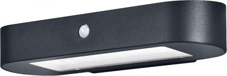 Osram Wandleuchte Endura Style Oval Wall Solar & Sensor in Schwarz - kaltweißes Licht integrierter Sensor, ohne Strom nutzbar, lange Batterielaufzeit: 30 Mal 60 Sekunden im PIR Modus, Schutzklasse IP44