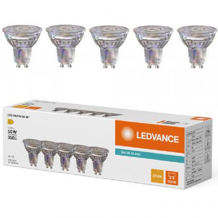 5er Pack Ledvance GU10 PAR16 LED Spot 36° 3.7W wie 50W 2700K warmweißes Licht