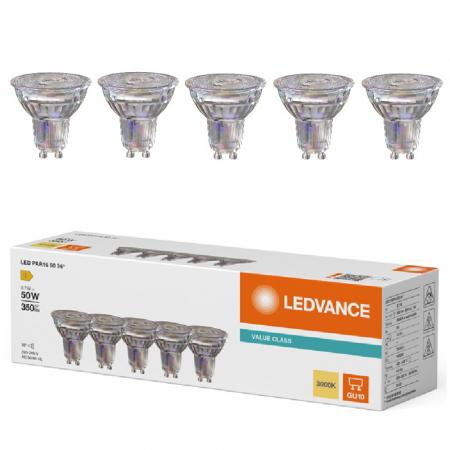 5er Pack Ledvance GU10 PAR16 LED Spot 36° 3.7W wie 50W 3000K warmweißes Licht
