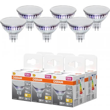 6er Pack Osram GU5.3 MR16 LED Strahler 120° 3,3W wie 35W 2700K warmweißes Licht - 12V Niedervolt