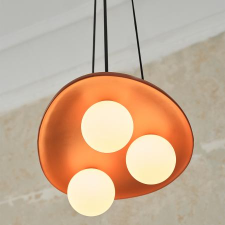 OSRAM 3-flammige Pendelleuchte Decor Clay Nest aus Ton mit matten Glaskugeln mit 3 x G9 Fassung braun