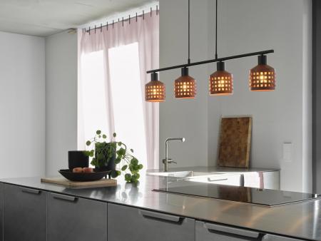 OSRAM 4-flammige Pendelleuchte Decor Clay Windows aus Ton mit E27 Fassung braun