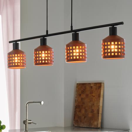 OSRAM 4-flammige Pendelleuchte Decor Clay Windows aus Ton mit E27 Fassung braun