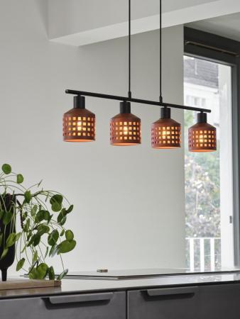 OSRAM 4-flammige Pendelleuchte Decor Clay Windows aus Ton mit E27 Fassung braun