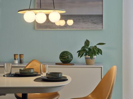 OSRAM Pendelleuchte Decor Concrete Nest aus Beton mit 3 x G9 Fassung grau - mit matten Glaskugeln