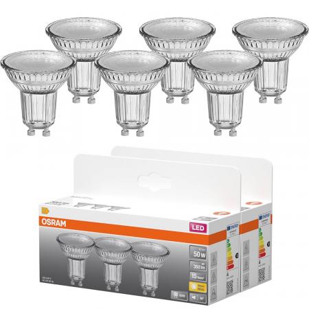 6-er Sparpack OSRAM GU10 LED Strahler PAR16 36° Abstrahlwinkel 3,7W wie 50W warmweiße Akzentbeleuchtung