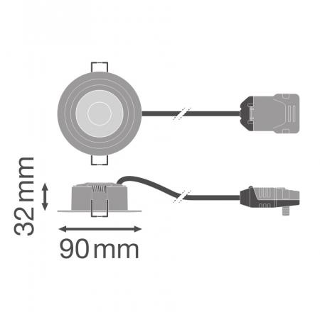 LEDVANCE SPOT COMBO FIRE RATED FIX 5W 560LM IP65   Einbaudurchmesser 70 mm , Einbautiefe 32 mm