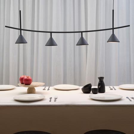 Osram 4-flammige Pendelleuchte Decor Fuji aus Stahl in Schwarz mit warmweißem Licht