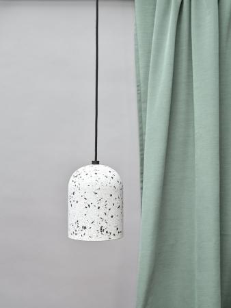 Pendelleuchte Decor Pill aus Terrazzo Stein mit E27 Fassung in Weiß gesprenkelt Ø 15 cm