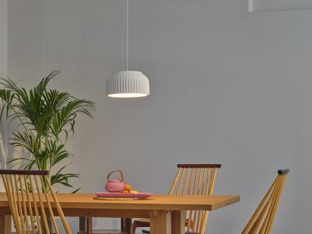 Osram Pendelleuchte Decor Plaster Routes aus Gips in Weiß mit E27 Fassung Ø 30 cm