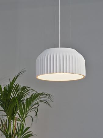 Osram Pendelleuchte Decor Plaster Routes aus Gips in Weiß mit E27 Fassung Ø 30 cm