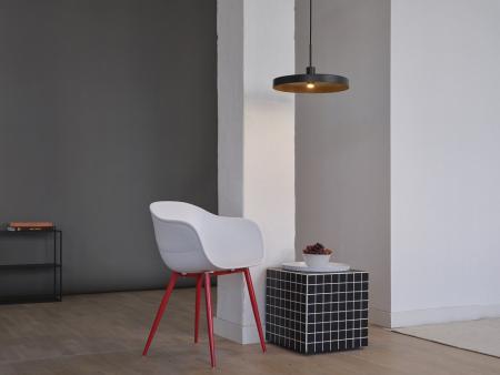 OSRAM Pendelleuchte Decor Plate in Schwarz/Holzdecor Ø 40 cm aus Stahl mit E27 Fassung - dekorative Hängelampe mit tellerförmigem Lampenschirm