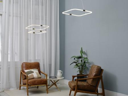 Osram Pendelleuchte Decor Tetragon Double in Anthrazit / Transparent 3-stufige dimmbar mit warmweißem Licht - imposantes Filament-Design