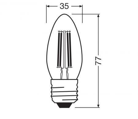 Ledvance E27 LED Kerzenlampe Filament  B40 Classic klar 34W wie 40W 2700K warmweißes Licht