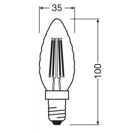 Ledvance E14 LED Kerzenlampe Classic Filament  gedrehte Form 3,4W wie 40W 2700K warmweißes Licht