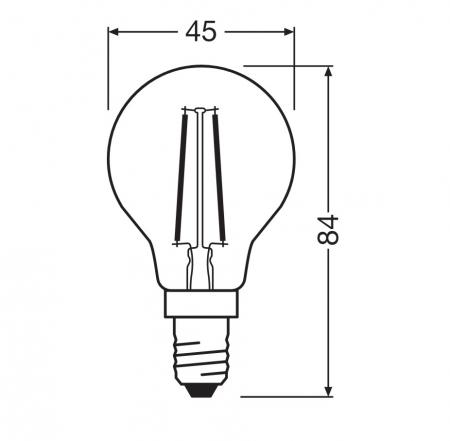Ledvance E14 LED Classic P 25 Filament Lampe klar 1,8W wie 25W 2700K warmweißes Licht