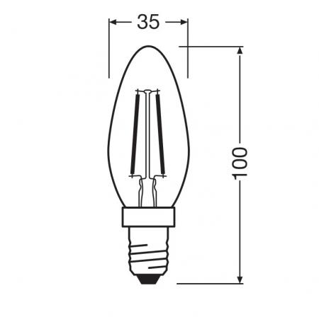2er Pack OSRAM Klare E14 LED Filament Kerze 1.8W Ersatz für 25W warmweiß