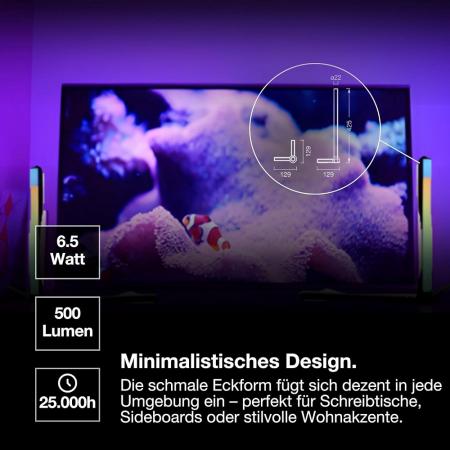 Osram SMART+ WIFI  TABLE CORNER Magic Tischleuchte RGBW Farbwechsel Remote Control Dimmbar - Aluminium schwarz