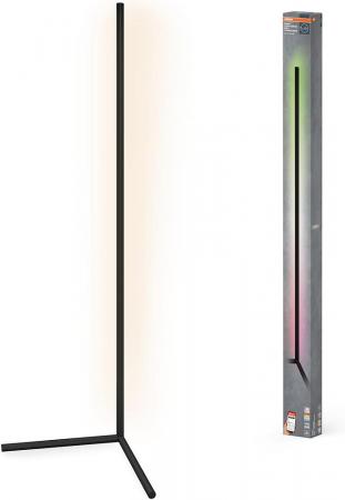 142cm Osram SMART+ WIFI Corner Stehleuchte mit Tunable White und RGBW Farbwechsel speziell zur eindrucksvollen Eckenausleuchtung - Aluminium schwarz