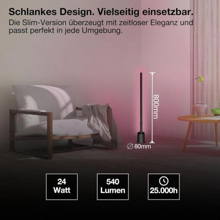 80cm OSRAM WiFi Smart+ WiFi LED Stehleuchte Corner SLIM mit RGBW in Schwarz  - DIY- & Musikrhythmusfunktion
