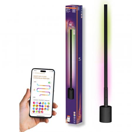 80cm OSRAM WiFi Smart+ WiFi LED Stehleuchte Corner SLIM mit RGBW in Schwarz  - DIY- & Musikrhythmusfunktion