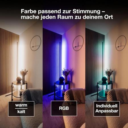 140cm OSRAM WiFi Smart+ Schlanke LED Stehleuchte Corner mit RGBW & Fernbedienung in Schwarz - DIY- & Musikrhythmusfunktion