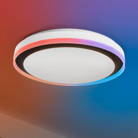 Smart+ WiFi Orbis ZEST Deckenleuchte in Schwarz Ø 49 cm mit Backlight - Tunable White and Magic RGB