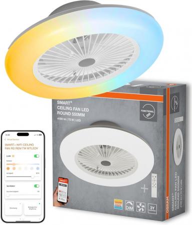 Osram WiFi LED-Deckenventilator mit Tunable White Technik & Fernbedienung in weiß