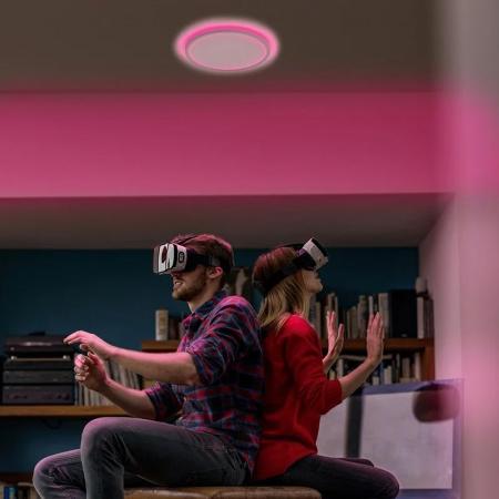 Osram Smart+ WiFi Orbis Ultra Slim Deckenleuchte in Schwarz Ø 23,5 cm mit Backlight - RGB und Tunable White