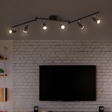 OSRAM LED SPOT GU10 6er Deckenstrahler dimmbar Schwarz 2700K warmweiße Lichtfarbe - hohe farbwiedergabe