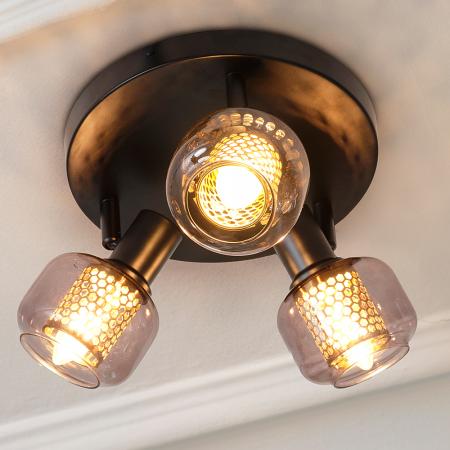 OSRAM Decor 3er Spot Firefly in Schwarz - warmweißes Licht, dimmbar, Metall/Glas