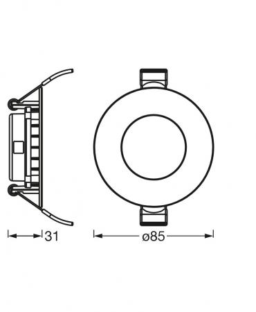Osram SMART+ Matter Recess Slim Einbauleuchte  85mm Tunable White ultra flach, Einbaudurchmesser 72 mm, Einbautiefe 35 mm