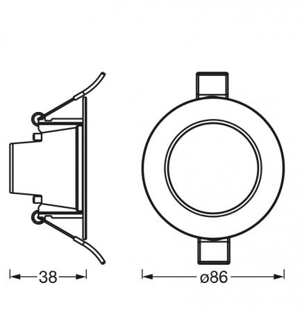 Osram SMART+ Matter WiFi Recess Einbauleuchte 86mm Multicolor, Einbaudurchmesser 70,0 mm , Einbautiefe 70,0 mm