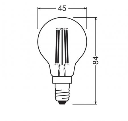 Ledvance E14 Effiziente dimmbare LED Lampe Classic Filament 2,5W wie 40W 2700K warmweißes Licht
