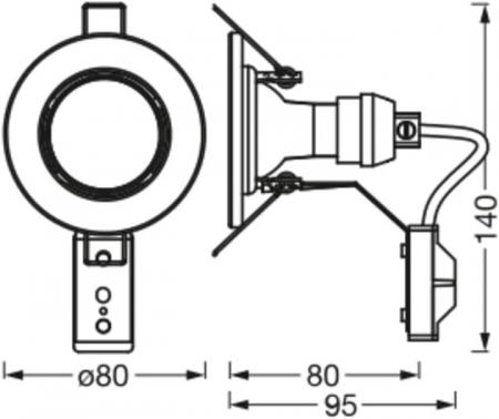 OSRAM 5er Set Spotlight  LED Einbauleuchten Brushed Nickel warmweiße GU10 LED´s, Einbaudurchmesser 60 mm, Einbautiefe 140 mm