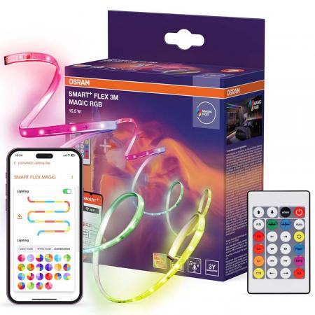 3 Meter Osram SMART+ WiFi Flex Magic LED-Strip RGB mit Fernbedienung oder per App steuerbar indoor IP20