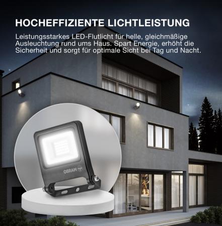 Osram LED Fluter Endura Flood LED 20W DG 4000K Neutralweiß IP65 grau