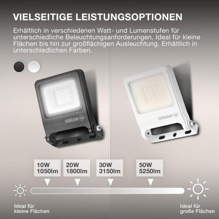 Osram Endura Flacher LED Fluter 30W 3000K warmweiß IP65 weiss Garagen- und Hofbeleuchtung