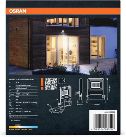 Osram Endura Flacher LED Fluter 30W 3000K warmweiß IP65 weiss Garagen- und Hofbeleuchtung