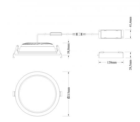 LEDVANCE DOWNLIGHT DL CMFT D200 P 30W ML 93040 OP Einbaudurchmesser: 200 mm, Einbautiefe  59 mm