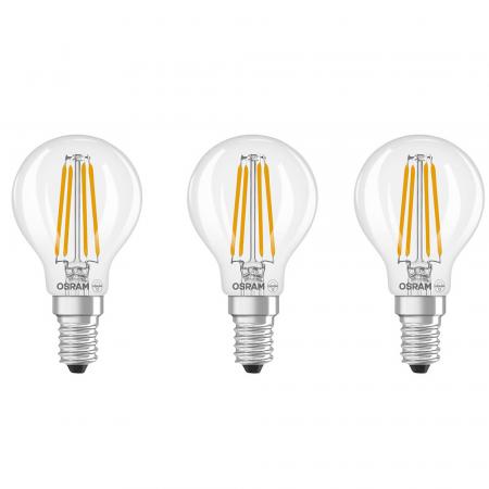 3er Pack Osram E14  BASE LED Leuchtmittel Filament 5,9W wie 60W Warmweiße Wohnungsbeleuchtung